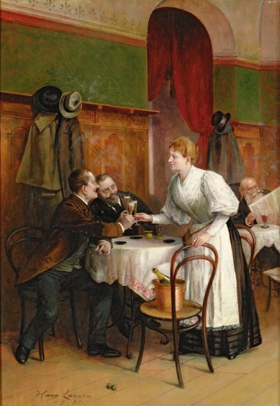 Bebendo sua saúde (óleo) de Hans August Lasser